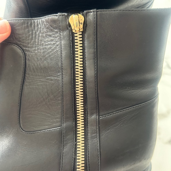 Ferragamo Gancini Black Leather Moto Ankle Boots 38.5 B - Picture 9 of 9